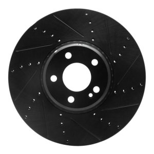 Mercedes-Benz C300 Brake Rotor (1) - Front Right - R1 Concepts - Drilled & Slotted - Black - `15-`23